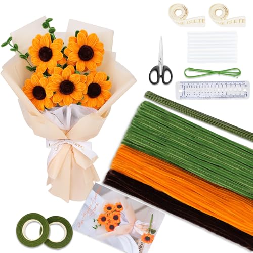 Aeelike Pfeifenreiniger Blumen Set Sonnenblumenstrauß, Pfeifenreiniger Set mit Anleitung, Blumen Pfeifenreiniger Set mit Geschenkband, Pipe Cleaner Flower Set Geeignet für Chenille Handwerk Kreationen Aeelike Pfeifenreiniger Blumen Set Sonnenblumenstrauß, Pfeifenreiniger Set mit Anleitung, Blumen Pfeifenreiniger Set mit Geschenkband, Pipe Cleaner Flower Set Geeignet für Chenille Handwerk Kreationen von Aeelike