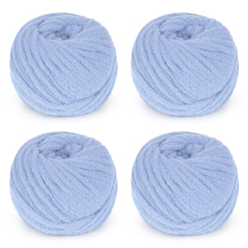 Aeelike Sperriges Garn zum Häkeln, 4 Knäuel, superweich, flauschige Garne Nr. 5, je 100 g, 50 m, flexibles Garn für Bastelarbeiten, Decken, Schals, Mützen, Graublau von Aeelike