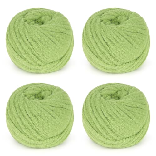 Aeelike Sperriges Garn zum Häkeln, 4 Knäuel #5 sperrige Garne je 100 g (3,52 oz) 50 m, superweiches, flexibles Garn für Bastelarbeiten, Decken, Schals, Mützen, Avocadogrün von Aeelike