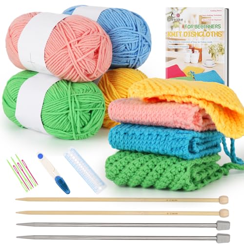 Aeelike Strickset für Anfänger, komplettes Anfänger-Häkelset, einfach, inkl. Stricknadel-Set, Baumwollgarn, Stricken lernen, Geschirrtuch mit Schritt-für-Schritt-Anleitung (evtl. nicht in deutscher Aeelike Strickset für Anfänger, komplettes Anfänger-Häkelset, einfach, inkl. Stricknadel-Set, Baumwollgarn, Stricken lernen, Geschirrtuch mit Schritt-für-Schritt-Anleitung (evtl. nicht in deutscher von Aeelike