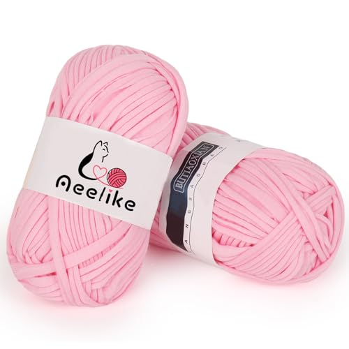 Aeelike T-Shirt-Garn, Rosa, 2 x 100 g, grobes, elastisches Gewebe, Stricken, T-Shirt-Garn zum Häkeln von Taschen, Körben und Bastelarbeiten, einfaches T-Shirt-Häkelgarn für Strickanfänger Aeelike T-Shirt-Garn, Rosa, 2 x 100 g, grobes, elastisches Gewebe, Stricken, T-Shirt-Garn zum Häkeln von Taschen, Körben und Bastelarbeiten, einfaches T-Shirt-Häkelgarn für Strickanfänger von Aeelike
