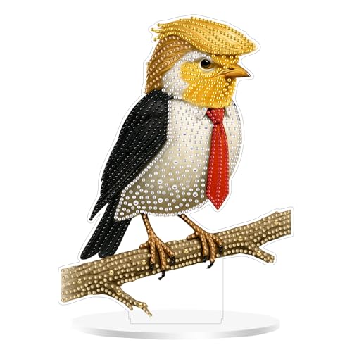 Aeepics DIY Diamond Art Tabletop Kit für Erwachsene, Acryl Desktop Diamanten Malerei Kit Ornament, Stand Up Diamond Art Painting Board Kit (Funny Bird) von Aeepics