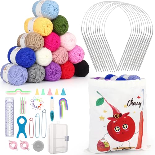 Aeeque Rundstricknadeln Set 40 cm, Strickset für Anfänger, Stricken Set Erwachsene für Mütze Ärmel, Strickset mit Wolle, Metall Stricknadeln Rundstricknadel 1,5mm - 5,0 mm, Stricken Zubehör von Aeeque