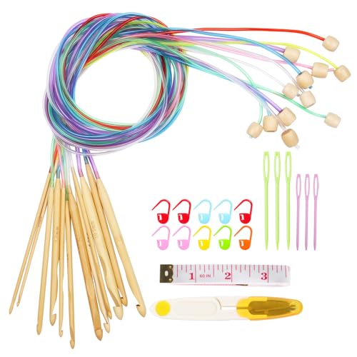 Aeeque Tunesische Häkelnadel mit Seil,12pcs Bambus Tunesische Häkelnadel Set für Anfänger, 3,0-10 mm Afghan Tunesische Häkelnadeln Kunststoff Kabel für Schals Teppich, Häkelnadel für Tunesisch Häkeln Aeeque Tunesische Häkelnadel mit Seil,12pcs Bambus Tunesische Häkelnadel Set für Anfänger, 3,0-10 mm Afghan Tunesische Häkelnadeln Kunststoff Kabel für Schals Teppich, Häkelnadel für Tunesisch Häkeln von Aeeque