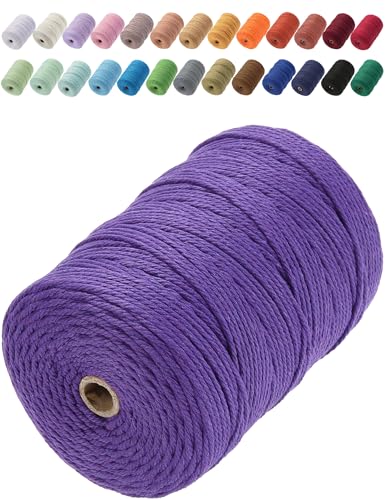 Aelfon Makramee-Schnur, 3 mm x 300 m, natürliche Baumwollkordel, farbiges Makramee-Seil, Makramee-Zubehör, Makramee-Baumwollseil, weiches Bastelseil, Makramee-Garn für Pflanzenaufhänger, Wandaufhänger Aelfon Makramee-Schnur, 3 mm x 300 m, natürliche Baumwollkordel, farbiges Makramee-Seil, Makramee-Zubehör, Makramee-Baumwollseil, weiches Bastelseil, Makramee-Garn für Pflanzenaufhänger, Wandaufhänger von Aelfon