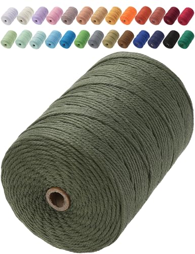 Aelfon Makramee-Schnur, 3 mm x 300 m, natürliche Baumwollkordel, farbiges Makramee-Seil, Makramee-Zubehör, Makramee-Baumwollseil, weiches Bastelseil, Makramee-Garn für Pflanzenaufhänger, Wandaufhänger Aelfon Makramee-Schnur, 3 mm x 300 m, natürliche Baumwollkordel, farbiges Makramee-Seil, Makramee-Zubehör, Makramee-Baumwollseil, weiches Bastelseil, Makramee-Garn für Pflanzenaufhänger, Wandaufhänger von Aelfon