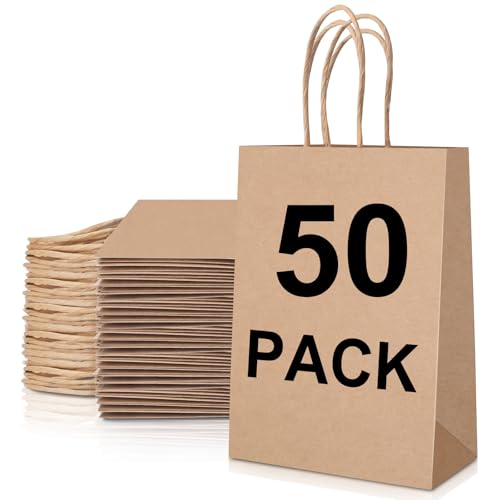 Aenienoe 50 Stück Papiertüten Kraftpapiertüten mit Henkel Geschenktüten Tüten Krafttaschen mit Griffen 21x15x8cm Aenienoe 50 Stück Papiertüten Kraftpapiertüten mit Henkel Geschenktüten Tüten Krafttaschen mit Griffen 21x15x8cm von Aenienoe