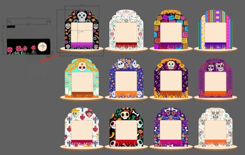 AerWo 12 Sets Bilderrahmen für Dia De Los Muertos, Holz Tag der Toten Dekorationen Dia De Los Muertos Altar Kit AerWo 12 Sets Bilderrahmen für Dia De Los Muertos, Holz Tag der Toten Dekorationen Dia De Los Muertos Altar Kit von AerWo