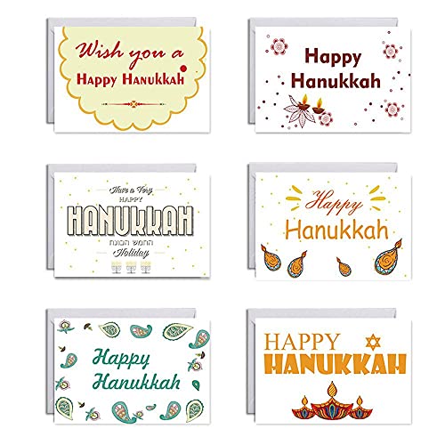 Aeromdale Blanko Grußkarten mit Umschlägen Happy Chanukkah Thema Klappkarten Grußkarten Notizkarten - #B - 1 Set von Aeromdale