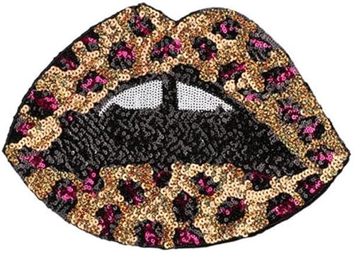 Aeromdale Pailletten Aufbügler Leopard Applikationen Lippen Reparatur Aufkleber T-Shirt Bügelbild zum Nähen DIY Basteln Zubehör -#B von Aeromdale