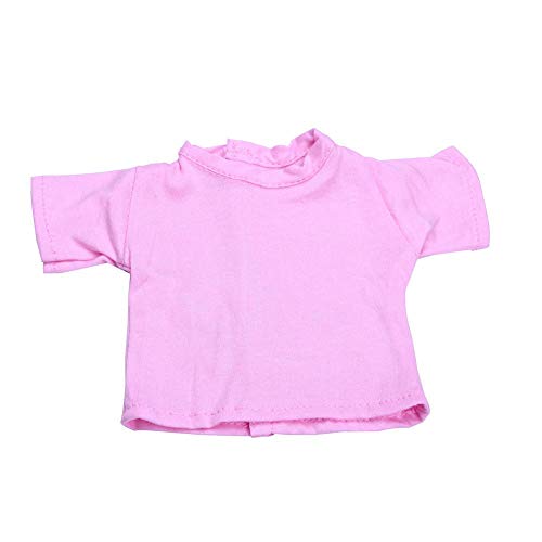 Aeromdale Puppe Kleidung Rundhals T-Shirt Einfarbig für 18 Zoll Amerikanische Puppe Mädchen 43cm Puppe Zubehör Spielzeug Nur Puppe Kostüm - Rosa - 1 Pc von Aeromdale