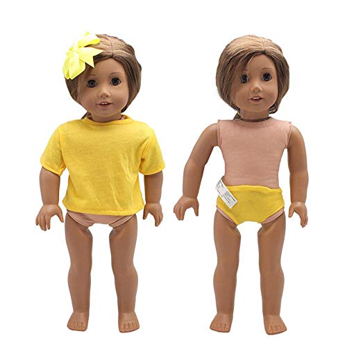 Aeromdale Puppe Kleidung T-Shirt Höschen Set für 18 Zoll Amerikanische Puppe Mädchen 43cm Puppe Zubehör Spielzeug Kinder Nur Puppe Kostüm - Gelb - 1 Set von Aeromdale