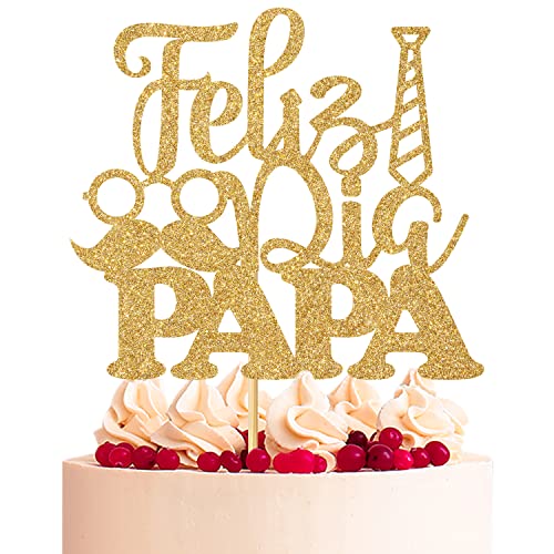 Gold Glitter Feliz Dia Papa Cake Topper, Feliz Cumpleanos Papa Kuchen Dekorationen, Happy Father's Day/Dad's Birthday Party Dekoration Supplies von Aeryourtar