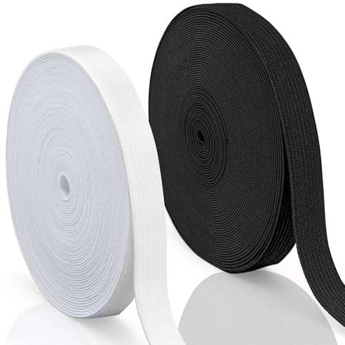 2 Rollen Elastisches Band, 10m Weiß + 10m Schwarz，Hosengummi 1cm，Gummiband Nähen Schwarz Weiß, Weiß、Schwarzes gummiband，Gummiband zum Nähen，Gummiband für Hosenbund, Gummizugband für Hosengumm von Aerzouser