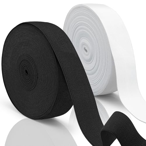 Aerzouser 20m Elastisches Band, Gummiband Nähen Schwarz Weiß, Gummiband Breit, Hosengummi 3cm Breit, Gummiband für Hosenbund, Gummizugband für Hosengummi，Gummiband zum Nähen(3cm) von Aerzouser
