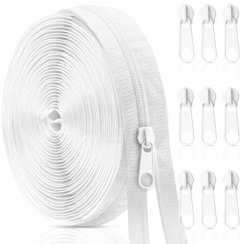 Aerzouser Endlosreißverschluss mit Zipper,10 Meter Reißverschluss Meterware,Bringen Sie 10 mit Zipper,Nylon Reisverschluss Endloses,Reißverschluss,Geeignet für Kleidung, Bettwäsche usw (Weiß, #5) Aerzouser Endlosreißverschluss mit Zipper,10 Meter Reißverschluss Meterware,Bringen Sie 10 mit Zipper,Nylon Reisverschluss Endloses,Reißverschluss,Geeignet für Kleidung, Bettwäsche usw (Weiß, #5) von Aerzouser