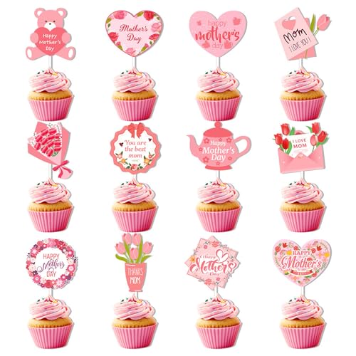 Cupcake-Aufsätze, Muttertags-Kuchenaufsätze, Glitzer-Papier-Picker, Party-Dekoration, Muttertags-Bastelarbeiten, Rosa, 12 Stück Cupcake-Aufsätze, Muttertags-Kuchenaufsätze, Glitzer-Papier-Picker, Party-Dekoration, Muttertags-Bastelarbeiten, Rosa, 12 Stück von Aestustheri
