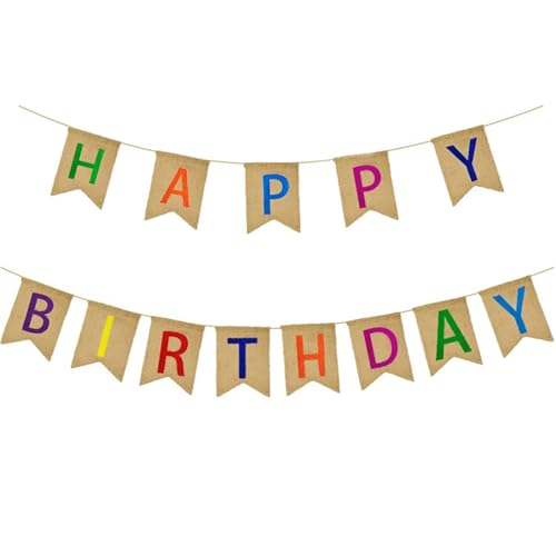 Geburtstag Deko Happy Birthday Banner Set - Happy Birthday Dekorationen mit Sackleinen Wimpelkette mit Schwalbenschwanz Flaggen, Geburtstagsbanner für Männer, Frauen, Jungen & Mädchen - Perfekt für Geburtstag Deko Happy Birthday Banner Set - Happy Birthday Dekorationen mit Sackleinen Wimpelkette mit Schwalbenschwanz Flaggen, Geburtstagsbanner für Männer, Frauen, Jungen & Mädchen - Perfekt für von Aestustheri