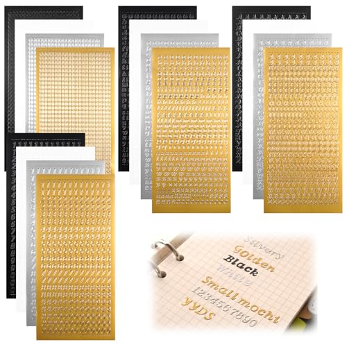16 Blätter Wachsbuchstaben Groß- und Kleinbuchstaben mit Zahlen und Symbolen Elegant Buchstaben Aufkleber Gold für Kerzen für Taufe Kommunion Hochzeit Fotoalbum Scrapbook (Gold, Silber, Weiß, Schwarz) 16 Blätter Wachsbuchstaben Groß- und Kleinbuchstaben mit Zahlen und Symbolen Elegant Buchstaben Aufkleber Gold für Kerzen für Taufe Kommunion Hochzeit Fotoalbum Scrapbook (Gold, Silber, Weiß, Schwarz) von AetherAurora