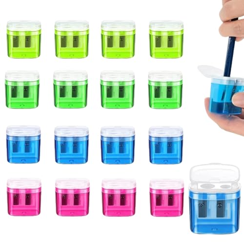 16 Stück 4 Farben Anspitzer mit Behälter, Spitzer mit Dose, Doppelloch-Bleistiftspitzer und Manueller Pencil Sharpener, Anspitzer Kinder, Dosenspitzer Dicke und Dünne Stifte, Spitzer für Schule Büro 16 Stück 4 Farben Anspitzer mit Behälter, Spitzer mit Dose, Doppelloch-Bleistiftspitzer und Manueller Pencil Sharpener, Anspitzer Kinder, Dosenspitzer Dicke und Dünne Stifte, Spitzer für Schule Büro von AetherAurora