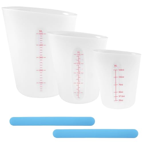 3 Stück Silikon Messbecher 500ml/250ml/125ml Epoxidharz Mischbecher mit Skala Clear, Silikonbecher zum Gießen mit Rührstäbchen für Epoxidharz Gießformen, DIY Handmade, Basteln, Labor, Küche 3 Stück Silikon Messbecher 500ml/250ml/125ml Epoxidharz Mischbecher mit Skala Clear, Silikonbecher zum Gießen mit Rührstäbchen für Epoxidharz Gießformen, DIY Handmade, Basteln, Labor, Küche von AetherAurora