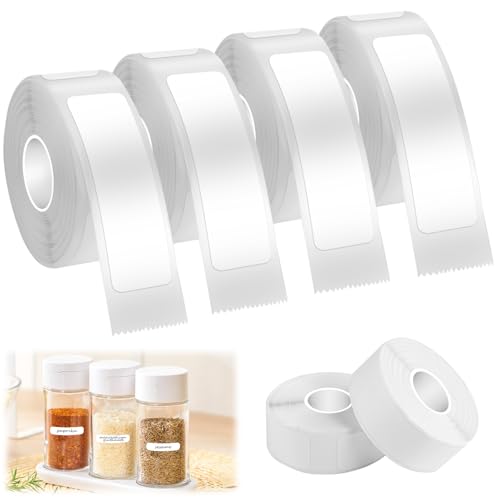 4 Rollen Etikettenband 40 x 12mm Angepasstes Etikettendruckpapier 160 Etiketten/Rolle Wasserfest und Selbstklebend für Etikettendrucker Ideal für Zuhause, Büro, Schule und Lagerorganisation (Weiß) von AetherAurora