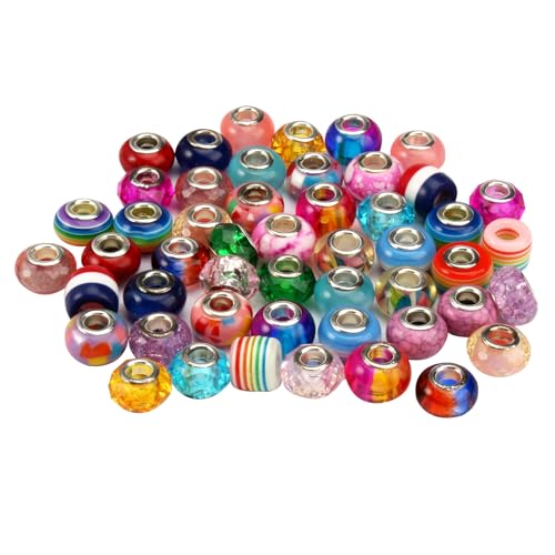 50 Stück Bunte Perlen zum Auffädeln Perlen mit Großem Loch Runde Großlochperlen Vintage Art Glass Blumenmuster Transparenz und Farbfüllung für DIY Schmuckherstellung, Armbänder, Halsketten Basteln 50 Stück Bunte Perlen zum Auffädeln Perlen mit Großem Loch Runde Großlochperlen Vintage Art Glass Blumenmuster Transparenz und Farbfüllung für DIY Schmuckherstellung, Armbänder, Halsketten Basteln von AetherAurora