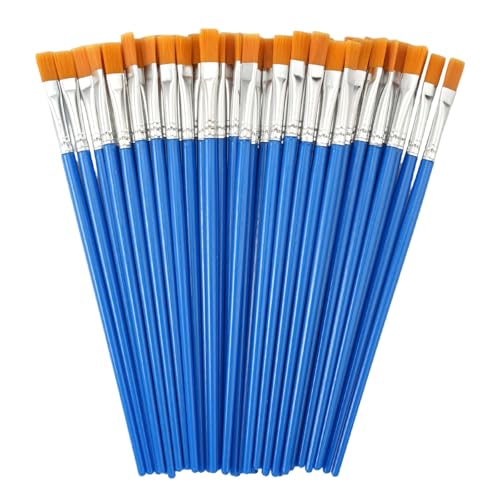 50 Stück Künstlerpinsel Set 8 mm Flache Kleine Künstlerpinsel Pinsel Nylon Kleine Pinsel für Ölmalerei, Aquarellmalerei, Gouachemalerei, Acrylmalerei, für Anfänger, Künstler Gemälde Liebhaber (Blau) 50 Stück Künstlerpinsel Set 8 mm Flache Kleine Künstlerpinsel Pinsel Nylon Kleine Pinsel für Ölmalerei, Aquarellmalerei, Gouachemalerei, Acrylmalerei, für Anfänger, Künstler Gemälde Liebhaber (Blau) von AetherAurora