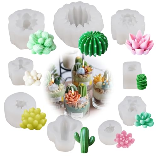 9 Stück Sukkulenten Silikonformen GießFormen Set, Kaktus Silikonform, 3D Kaktusform, Feuerfest, Leicht zu Lösen, BPA-frei, für Handgemachte Kerzen, Tortendeko, Harz, Seife, DIY Handwerk, Schokolade 9 Stück Sukkulenten Silikonformen GießFormen Set, Kaktus Silikonform, 3D Kaktusform, Feuerfest, Leicht zu Lösen, BPA-frei, für Handgemachte Kerzen, Tortendeko, Harz, Seife, DIY Handwerk, Schokolade von AetherAurora