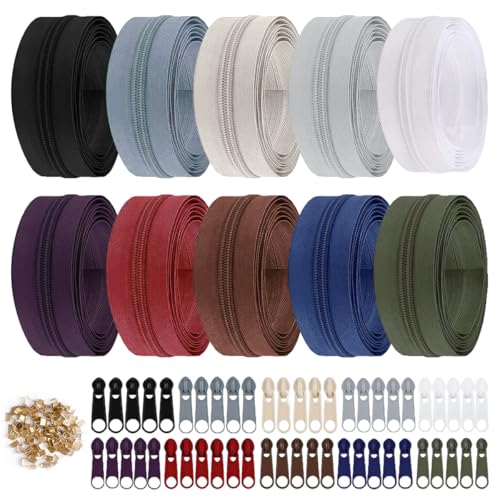 Reißverschluss Endlosreißverschluss mit Zipper, 30M 10 Farben Reisverschluss Endloses #5 Nylon Endlosreißverschluss Set mit 50 Zipper und 100 Endstück für Nähen, Basteln und Tasche (10 Farbe Dunkel) Reißverschluss Endlosreißverschluss mit Zipper, 30M 10 Farben Reisverschluss Endloses #5 Nylon Endlosreißverschluss Set mit 50 Zipper und 100 Endstück für Nähen, Basteln und Tasche (10 Farbe Dunkel) von AetherAurora