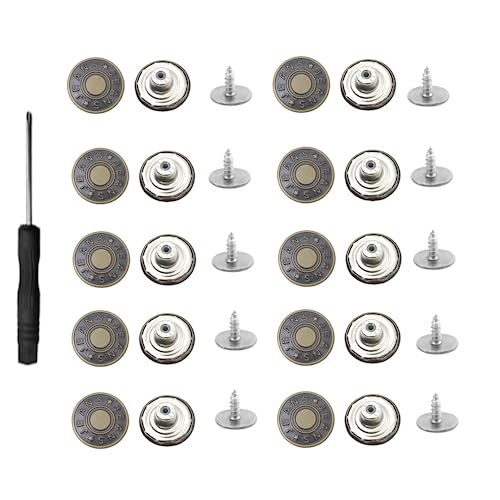 10 Stück Ersatz Knöpfe, Ersatz Jeans Knöpfe, 17mm Jeansknöpfe, Verstellbare Jeansknöpfe mit Schraubendreher, Abnehmbare Hosen Knopfe, für Jeans, Kleidung, Hosen, Taschen(Bronze) 10 Stück Ersatz Knöpfe, Ersatz Jeans Knöpfe, 17mm Jeansknöpfe, Verstellbare Jeansknöpfe mit Schraubendreher, Abnehmbare Hosen Knopfe, für Jeans, Kleidung, Hosen, Taschen(Bronze) von Aeuezxx