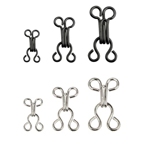 Nähen Haken und Augen Verschluss, 12 Set BH-Haken-Ösen-Verschluss, Unterwäsche Haken und Augen Schließe, Nähen DIY Bastelzubehör, 3 Größen, für BH, Kleidung, Röcken, Hosen(Schwarz und Silber) Nähen Haken und Augen Verschluss, 12 Set BH-Haken-Ösen-Verschluss, Unterwäsche Haken und Augen Schließe, Nähen DIY Bastelzubehör, 3 Größen, für BH, Kleidung, Röcken, Hosen(Schwarz und Silber) von Aeuezxx