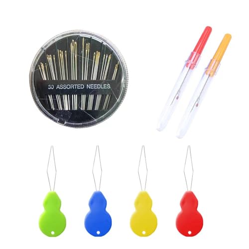 Handnähset, 30 Handnähnadeln, 4 Einfädler, 2 Nahttrenner, Schere und Nähkästchen für Verschiedene Stickgrößen Handnähset, 30 Handnähnadeln, 4 Einfädler, 2 Nahttrenner, Schere und Nähkästchen für Verschiedene Stickgrößen von Aeuezxx