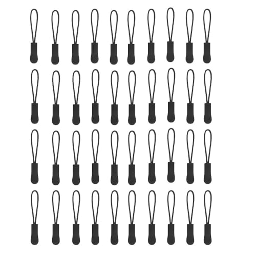 Reißverschluss Anhänger, 40 Stück Rutschfest Zipper Tag, Reißverschluss Anhänger zum Einfädeln, ReißVerschlussverläNgerung, Reissverschlussgriff, für Rucksack, Sportbekleidung schwarz Reißverschluss Anhänger, 40 Stück Rutschfest Zipper Tag, Reißverschluss Anhänger zum Einfädeln, ReißVerschlussverläNgerung, Reissverschlussgriff, für Rucksack, Sportbekleidung schwarz von Aeuezxx