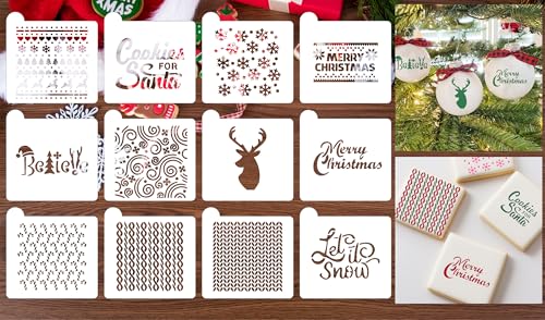 10,2 x 10,2 cm große Weihnachts-Plätzchenschablonen, Dekorationen, Festival, Urlaub, Kekse, Zucker, Kuchen, Kaffee, Backvorlagen, Dekoration, wiederverwendbar, Frohe Weihnachten, Kekse, Schablonen-Set 10,2 x 10,2 cm große Weihnachts-Plätzchenschablonen, Dekorationen, Festival, Urlaub, Kekse, Zucker, Kuchen, Kaffee, Backvorlagen, Dekoration, wiederverwendbar, Frohe Weihnachten, Kekse, Schablonen-Set von Aezlhjya