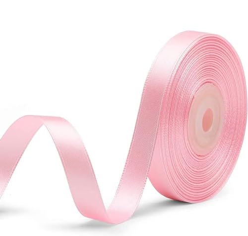 Afahok Einfarbiges, doppelseitiges rosa Satinband, 0,95 cm x 22,7 m, Weihnachtsbänder können für Geschenkverpackungen, Weihnachten, Hochzeit, Party, Dekoration, Basteln usw verwendet werden von Afahok