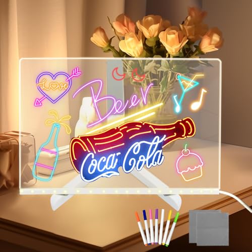 LED Notiztafel mit Ständer und 7 Farben, Leuchtende Nachrichtentafel Transparentes Acryl LED Zeichentafel kinder Abwischbar 20 * 30CM Notizblock Schreibtafel Memotafel für Büros, Geschäfte, Wohnungen LED Notiztafel mit Ständer und 7 Farben, Leuchtende Nachrichtentafel Transparentes Acryl LED Zeichentafel kinder Abwischbar 20 * 30CM Notizblock Schreibtafel Memotafel für Büros, Geschäfte, Wohnungen von Afaneep