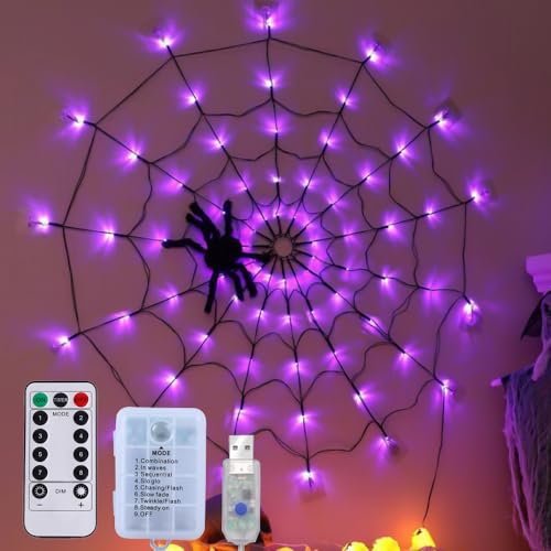Afenau Halloween Spinnennetz LED, Halloween Spinnennetz Lichter mit 80 LED, 1.2M Spinnennetz Lichterkette mit Fernbedienungen, 30 CM HalloweenSpider, HalloweenSpinnennetz Outdoor LED für Garten Wand Afenau Halloween Spinnennetz LED, Halloween Spinnennetz Lichter mit 80 LED, 1.2M Spinnennetz Lichterkette mit Fernbedienungen, 30 CM HalloweenSpider, HalloweenSpinnennetz Outdoor LED für Garten Wand von Afenau