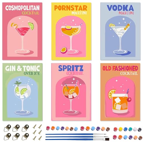 Afenau Malen Nach Zahlen Erwachsene Cocktail, 6 Stück DIY Malen Nach Zahlen Cocktail, Paint By Numbers Adult mit Pinseln und Acrylfarben, Malen Nach Zahlen Drinks für Home Decor, Ohne Rahmen 20x30 cm Afenau Malen Nach Zahlen Erwachsene Cocktail, 6 Stück DIY Malen Nach Zahlen Cocktail, Paint By Numbers Adult mit Pinseln und Acrylfarben, Malen Nach Zahlen Drinks für Home Decor, Ohne Rahmen 20x30 cm von Afenau