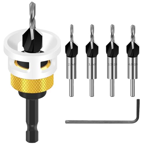Kegelsenker Set, Afenau 6 tlg Senker Metall mit 1/4" Hex Schaft, Tiefenverstellbar Senker Holz, Präzise Bohrsenker mit Tiefenanschlag, Bohrer mit Senker für Holzverarbeitung Kegelsenker Set, Afenau 6 tlg Senker Metall mit 1/4" Hex Schaft, Tiefenverstellbar Senker Holz, Präzise Bohrsenker mit Tiefenanschlag, Bohrer mit Senker für Holzverarbeitung von Afenau