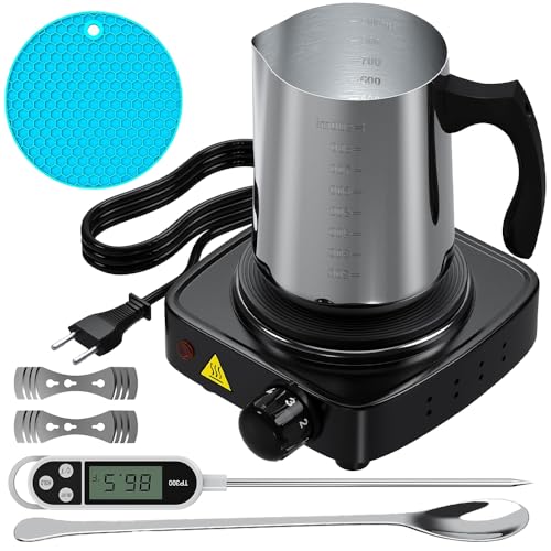 Kerzen Selber Machen Set mit Elektronischer Heizplatte, Afenau 900ml Wachsschmelzer Elektrisch mit Thermometer, Rührlöffel, Dochthalter, Fußmatte, Kerzenset zum Selbstmachen für Erwachsene Geschenkset Kerzen Selber Machen Set mit Elektronischer Heizplatte, Afenau 900ml Wachsschmelzer Elektrisch mit Thermometer, Rührlöffel, Dochthalter, Fußmatte, Kerzenset zum Selbstmachen für Erwachsene Geschenkset von Afenau