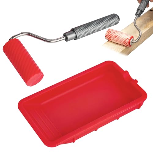Leimroller Holzleim, Afenau Leimwalze mit Kleberablage Silikon, Wiederverwendbare Strukturwalze, Aluminium-Griff Kleberoller, Gleichmäßig Auftragen Leimwalze Leimspender für Handwerk Holzbearbeitung Leimroller Holzleim, Afenau Leimwalze mit Kleberablage Silikon, Wiederverwendbare Strukturwalze, Aluminium-Griff Kleberoller, Gleichmäßig Auftragen Leimwalze Leimspender für Handwerk Holzbearbeitung von Afenau