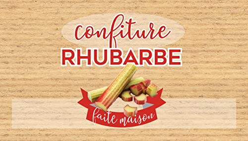 Affichesstore 20 Sticker Konfitüre Rhabarber – L105 H60 mm – Obst auf Kraftpapier Hintergrund – selbstklebende Etiketten – mit Rückschlitz – 30344 von Affichesstore