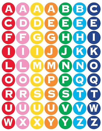 Affichesstore 30257 – Set mit 315 Aufklebern – 5 Blatt mit 63 selbstklebenden Etiketten, rund, 25 mm – Buchstaben Alphabet von Affichesstore