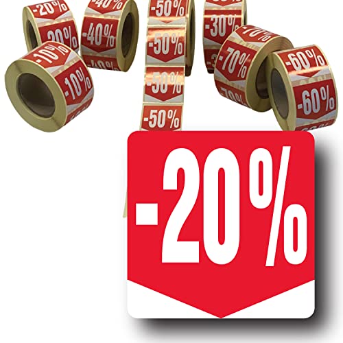 Affichesstore 30282 – Rolle mit 500 selbstklebenden Etiketten, 20 % – quadratisches Format 35 x 35 mm – glänzend – selbstklebend – Aufkleber Rabatt Prozentsatz Affichesstore 30282 – Rolle mit 500 selbstklebenden Etiketten, 20 % – quadratisches Format 35 x 35 mm – glänzend – selbstklebend – Aufkleber Rabatt Prozentsatz von Affichesstore