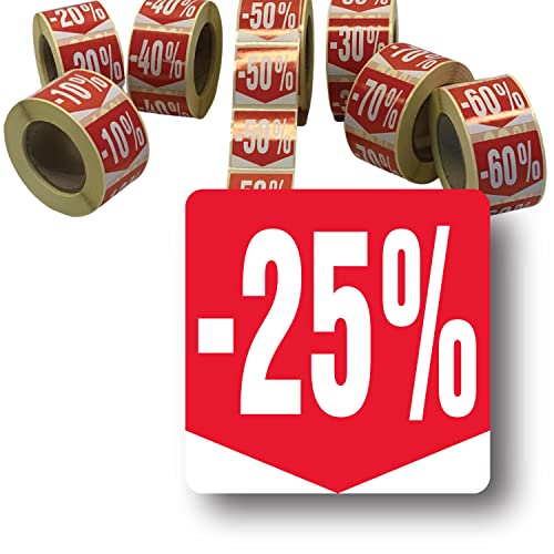 Affichesstore 30283 – Rolle mit 500 selbstklebenden Etiketten, 25 % – quadratisches Format 35 x 35 mm – glänzend – selbstklebend – Aufkleber Rabatt Prozentsatz Affichesstore 30283 – Rolle mit 500 selbstklebenden Etiketten, 25 % – quadratisches Format 35 x 35 mm – glänzend – selbstklebend – Aufkleber Rabatt Prozentsatz von Affichesstore