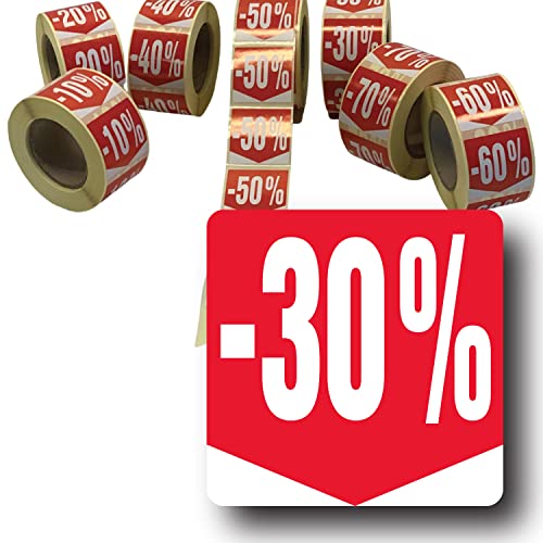 Affichesstore 30284 – Rolle mit 500 selbstklebenden Etiketten, 30 % – quadratisches Format 35 x 35 mm – glänzend – selbstklebend – Aufkleber Rabatt Prozentsatz Affichesstore 30284 – Rolle mit 500 selbstklebenden Etiketten, 30 % – quadratisches Format 35 x 35 mm – glänzend – selbstklebend – Aufkleber Rabatt Prozentsatz von Affichesstore