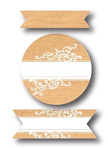 Affichesstore 30303 – Set mit 65 Aufklebern – 5 Bögen mit 13 selbstklebenden Etiketten – Streifen und rund, 50 mm – Motiv Weiß auf Kraftpapier Affichesstore 30303 – Set mit 65 Aufklebern – 5 Bögen mit 13 selbstklebenden Etiketten – Streifen und rund, 50 mm – Motiv Weiß auf Kraftpapier von Affichesstore