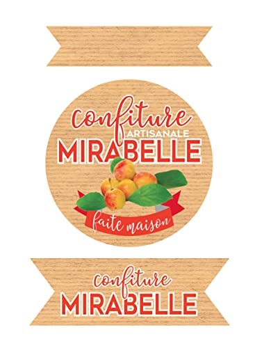 Affichesstore 30311 – Set mit 65 Aufklebern, 5 Bögen mit 13 selbstklebenden Etiketten, selbstklebend, Streifen und rund, 50 mm – Marmelade Mirabelle auf Kraftpapier Affichesstore 30311 – Set mit 65 Aufklebern, 5 Bögen mit 13 selbstklebenden Etiketten, selbstklebend, Streifen und rund, 50 mm – Marmelade Mirabelle auf Kraftpapier von Affichesstore