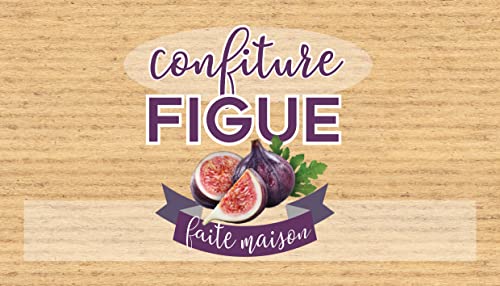 Affichesstore 30349 – 20 Sticker Konfitüre Feige – L105 x H60 mm – Obst auf Kraftpapier Hintergrund – selbstklebende Etiketten – mit Rückschlitz von Affichesstore
